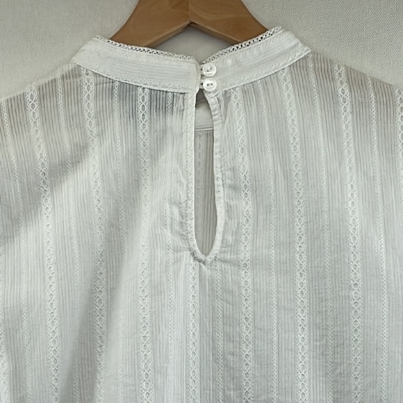 ModCloth embroidered striped long sleeve blouse buttons in back - Picture 7 of 11